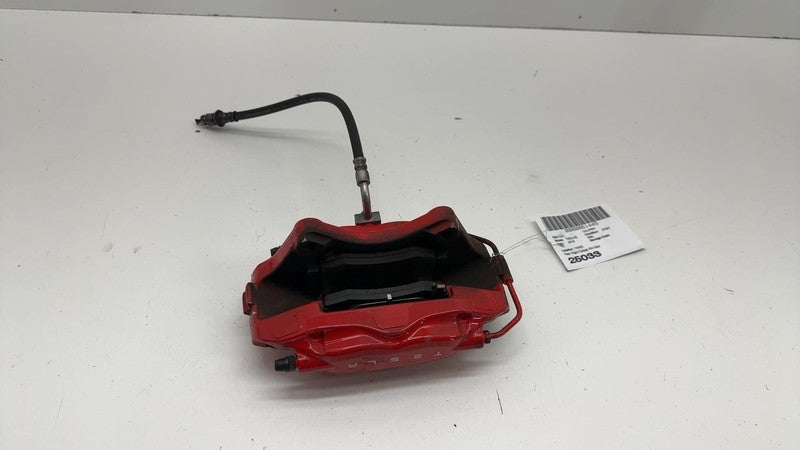 ⭕ 12-20 Tesla Model S Rear Passenger Side Caliper Red w/ Brake Hose Li