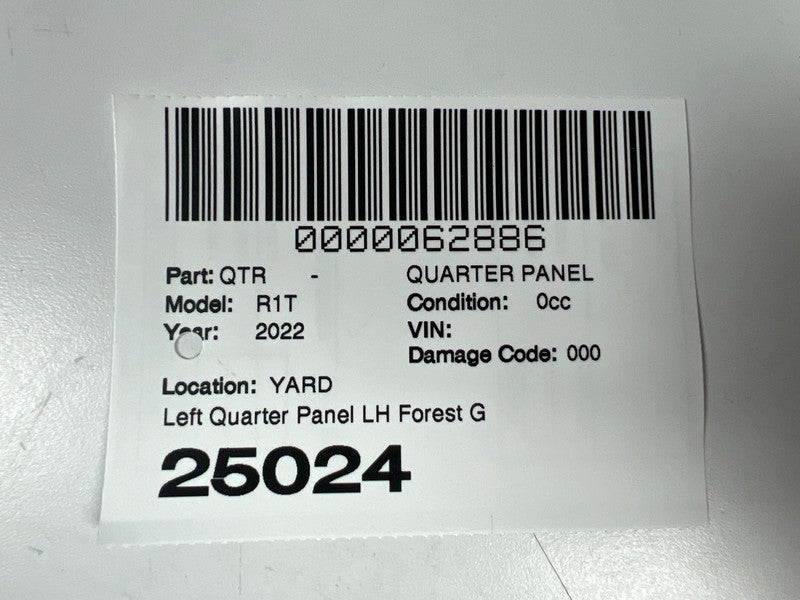 ⭕ 2022 Rivian R1T Driver Left Side Quarter Panel Forest LH Green - EXP006