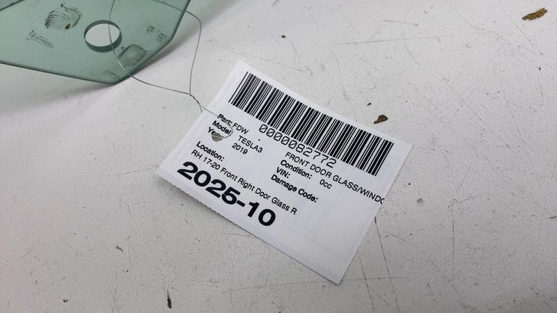 ⭕ 2017-2020 Tesla Model 3 Front Passenger Door Window Glass Right (Sin