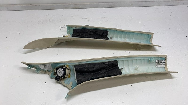 ⭕ 12-15 Model S MS Left & Right Upper A-Pillar Trim 1002485-00-H / 100