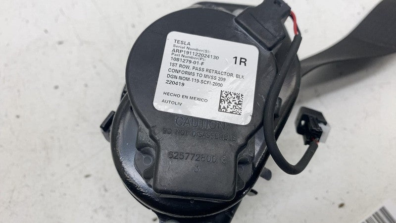 108127901F ⭕ 2017-2023 Tesla Model 3 Front Right 1st Row Seat Belt & Retractor 1081279-01-F