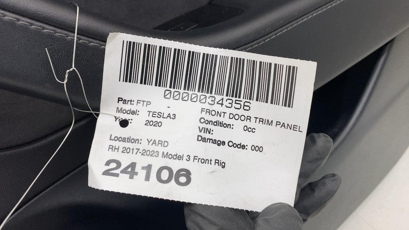 1085943-00-D ⭕ 2017-2020 Tesla Model 3 Front Interior Door Panel Trim Card Right 1085943-00-D