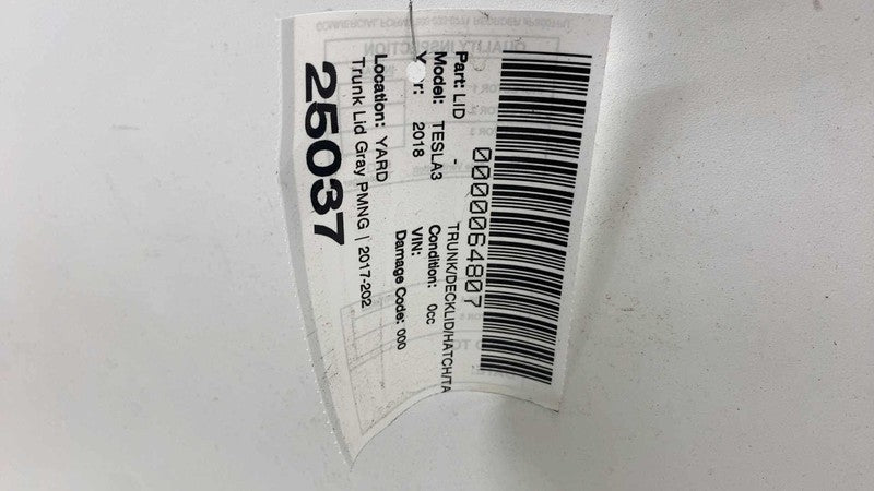 ⭕ 2017-2020 Tesla Model 3 M3 Rear Trunk Decklid Shell Panel Assembly Gray PMNG