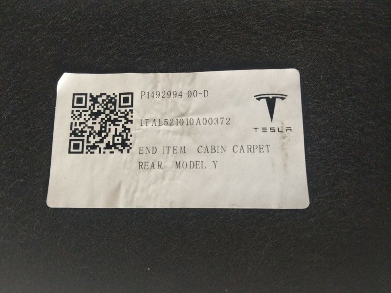 14992994 00 D ⭕ 2020 2021 2022 Tesla Model Y Rear Back Seat Main Cabin Floor Liner Carpet Mat