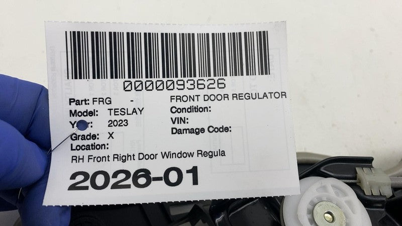 ⭕20-24 Model Y Front Right Door Window Regulator & Motor w/ Carrier 14