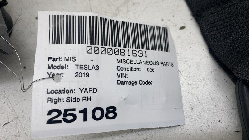 108127901F ⭕ 2017-2023 Tesla Model 3 Front Right 1st Row Seat Belt & Retractor 1081279-01-F