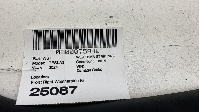 ⭕ 24-25 Model 3 Front Right Primary Body Weatherstrip Rubber Seal 1910