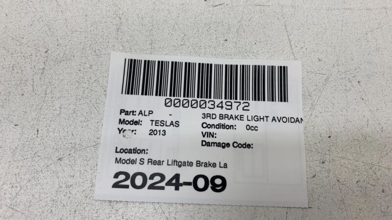600591700F 2012-2020 Tesla Model S Rear Center High Mounted Stop Light Third 3rd Brake Assy