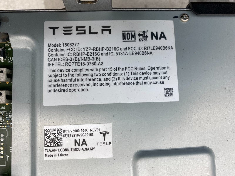 1775000 90 K ⭕ 2020-2023 Tesla Model Y MY MCU Computer Media Control Module OEM 1775000-90-K