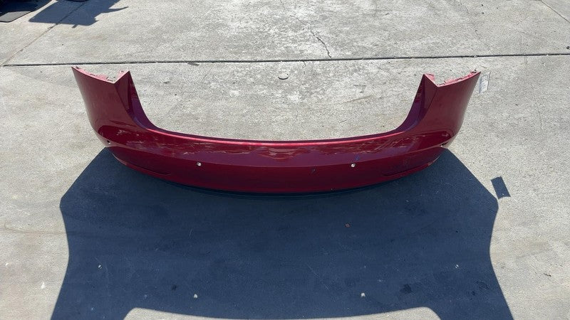 ⭕ 2017-2022 Tesla Model 3 Rear Bumper Cover w/ Park Sensor & Harness Red - PPMR