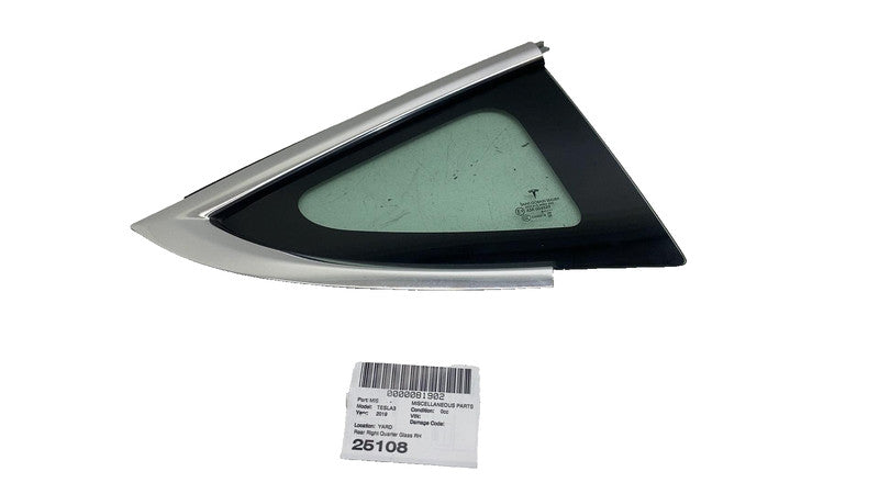 1080706-00 ⭕ 2017-2020 Tesla Model 3 Rear Right Quarter Fixed Window Glass OEM 1080706-00