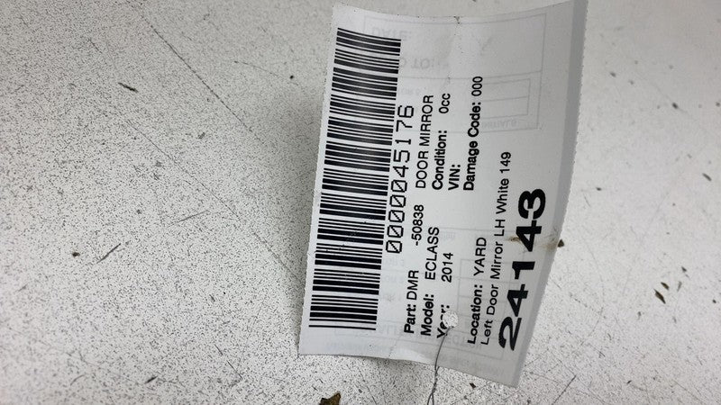 A 212 810 49 19 ⭕ 10-14 Mercedes E350 Front Left Exterior Rear View Mirror A21281049 White 149