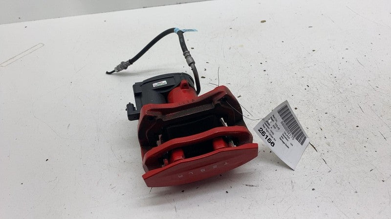 ⭕ 2019-2021 Tesla Model S Rear Right Caliper Red w/ Brake Hose Line 10