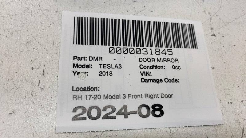 ⭕ 2017-2020 Tesla Model 3 M3 Right Exterior Rear View Door Mirror RH Silver PMSS