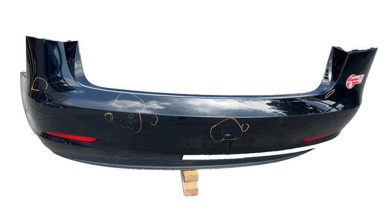 ⭕ 2017-2022 Tesla Model 3 Rear Bumper Cover w/ Park Sensor & Harness Black PBSB