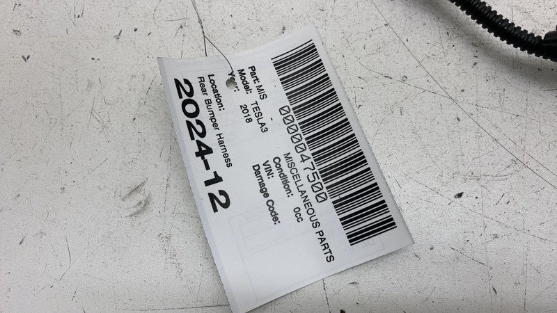 1067959 00 D 2017-2023 Tesla Model 3 M3 Rear Bumper Wiring Harness Cable Wire Loom Assembly