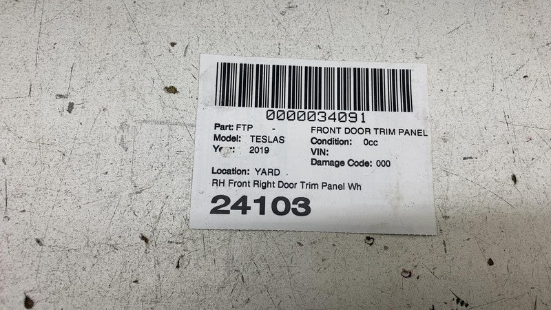 1007936-53-N ⭕ 2012-2020 Tesla Model S Front Right Door Panel Trim Card Cover RH 1007936-53-N