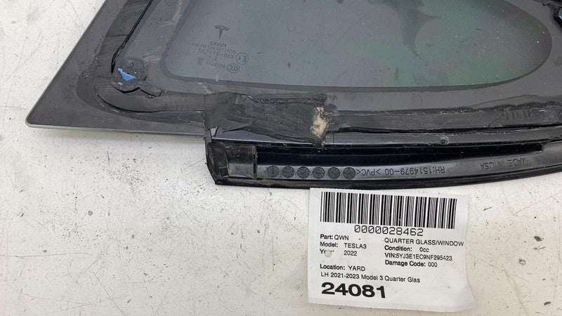 ⭕ 2021-2023 Tesla Model 3 Rear Side Quarter Fixed Window Glass Right R