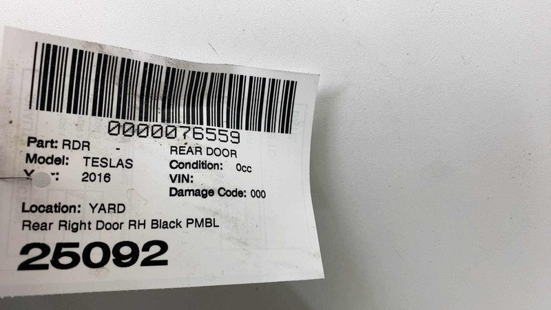 ⭕ 16-20 Model S Rear Passenger Door Shell Panel Right RH Black PMBL 60