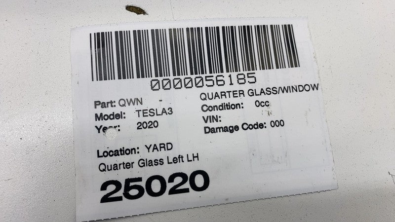 1514978 00 2017-2020 Tesla Model 3 M3 Rear Driver Side Corner Window Quarter Glass Left LH