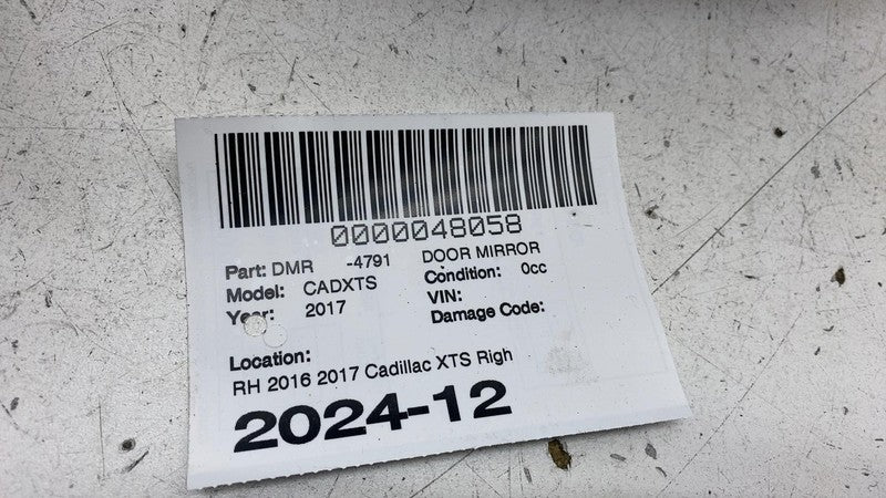 2016-2017 Cadillac XTS Passenger Side Door Mirror w/ Puddle Lamp & Cam