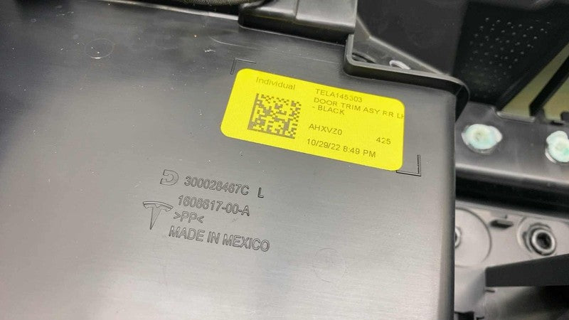 1608617-00-A ⭕ 2021-2023 Tesla Model 3 Rear Left Interior Door Panel Trim Card 1608617-00-A