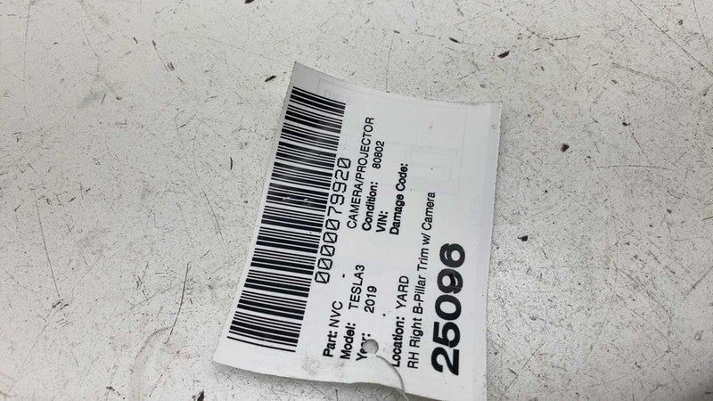 110044100D ⭕17-23 Model 3 Right B-Pillar Applique Glass Trim Molding w/ Camera 1100441-00-D