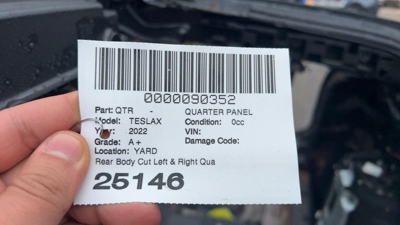 ⭕ 21-25 Model X Rear Left & Right Quarter Panel Structural Frame Cut Black PBSB