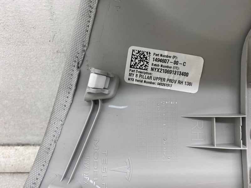 149460700C ⭕ 2020-2024 Tesla Model Y Passenger Side Upper B-Pillar Trim Cover 1494607-00-C