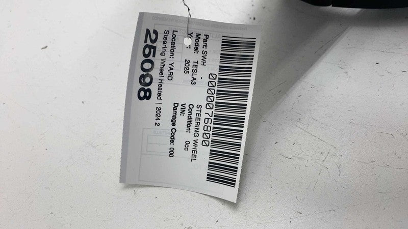 ⭕ 2024 2025 Tesla Model 3 Steering Wheel Leather Black Heated Assy 173