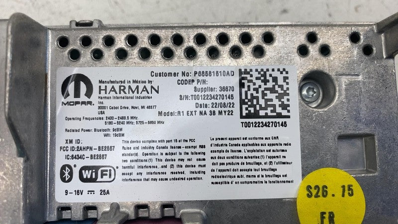 68581510AD ⭕ 22 Chrysler Pacifica UConnect 5 Multimedia Receiver Radio 68581510A