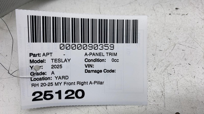 ⭕ 20-25 Tesla Model Y Front Right A-Pillar Upper Trim Cover Panel 1494