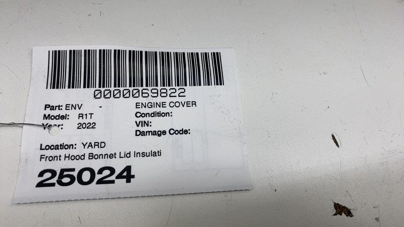 PT00048075C ⭕ 22-24 Rivian R1T R1S Front Hood Bonnet Sound Insulation Trim Cover PT00048075C