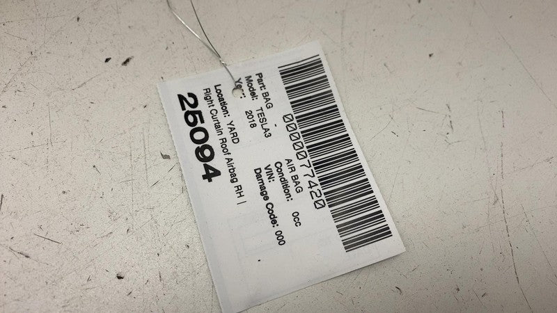 ⭕2017-2023 Tesla Model 3 Passenger Roof Curtain Airbag Module Right 10