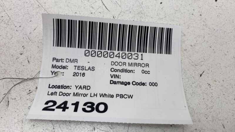 2012-2015 Tesla Model S Front Left Exterior Rear View Door Mirror White - PBCW