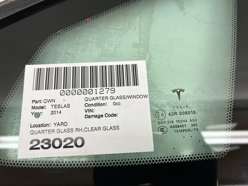 ⭕ 2012-2021 Tesla Model S Rear Passenger Right Quarter Window Glass RH