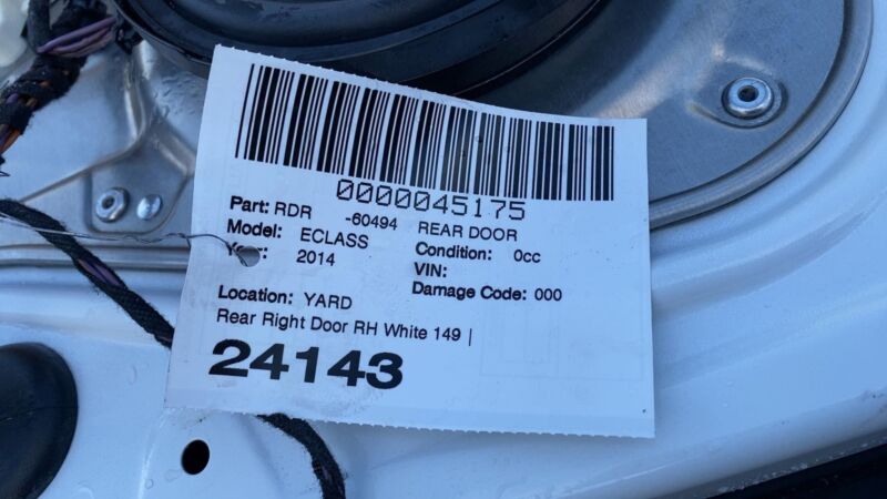⭕ 14-16 Mercedes-Benz E350 E-Class Rear Passenger Right Door Assembly White 149