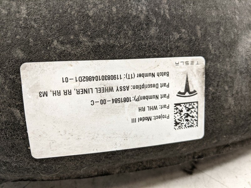 1081586-00-B 17-23 Model 3 Rear Right Wheelhouse Fender Arch Liner Splash Shield 1081584-00-C