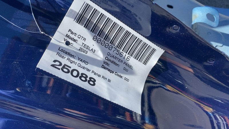 ⭕2021-2023 Tesla Model 3 Rear Right Quarter Panel Structural Frame Cut Blue PPSB