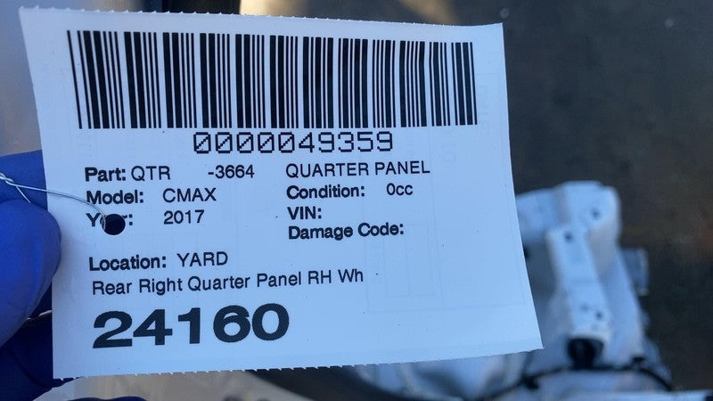 2013-2018 Ford C-Max Rear Passenger Side Quarter Panel Right RH White 