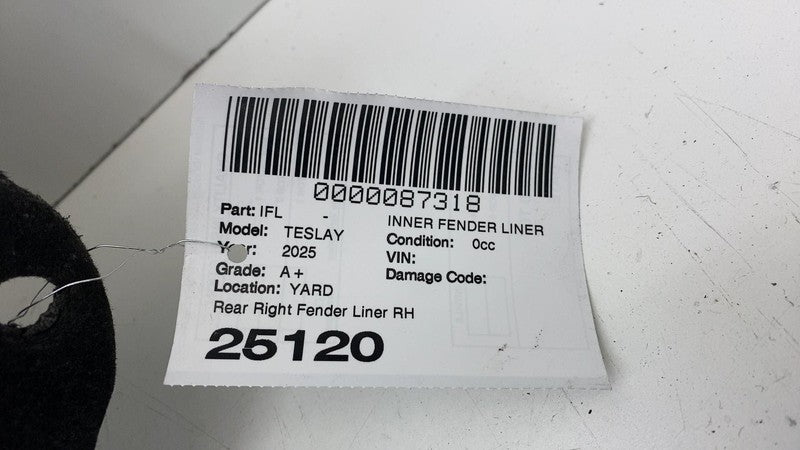 ⭕ 20-24 Tesla Model Y Rear Passenger Side Wheel Fender Liner Splash Shield Right