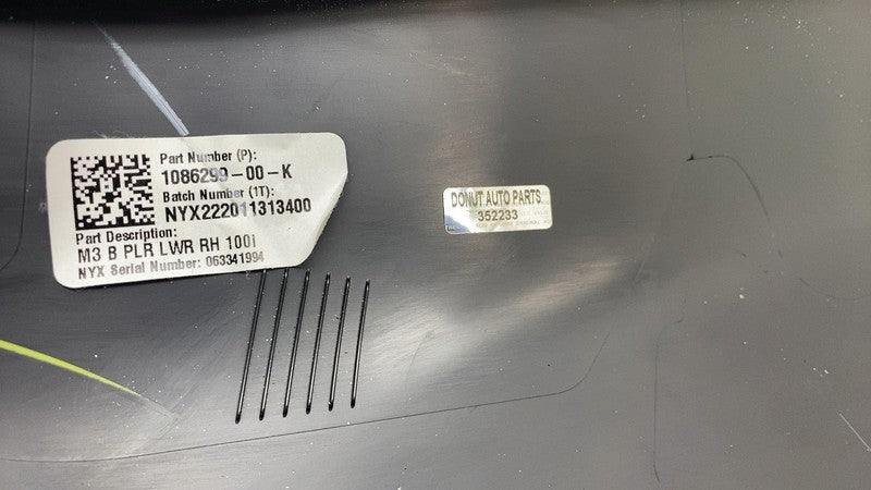 ⭕ 2017-2023 Tesla Model 3 M3 Right B-Pillar Lower Trim Cover Panel 108