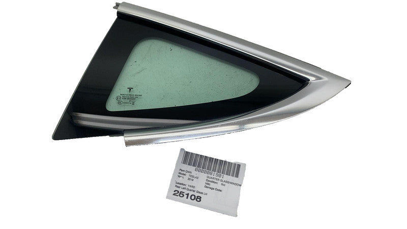 1080703-00 ⭕ 2017-2020 Tesla Model 3 Rear Left Quarter Fixed Window Glass LH OEM 1080703-00