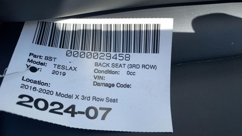 2016 2017 2018 2019 2020 Tesla Model X Rear 3rd Row Seat Leather Black