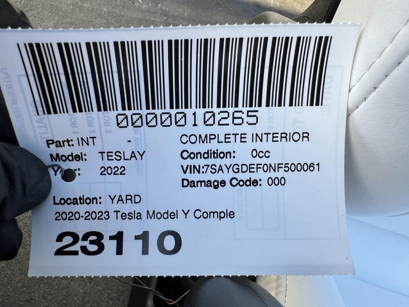 2020-2022 Tesla Model Y Complete Front & Rear Interior Seat Cushion As