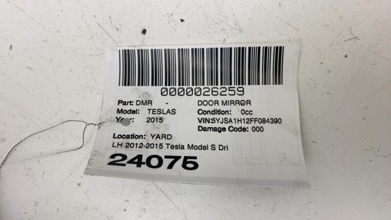 2012-2015 Tesla Model S Driver Exterior Rear View Door Mirror Left LH Black PBSB