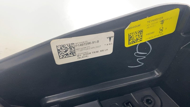 1497296-91-B ⭕ 20-24 Model Y MY Rear Driver Side Door Panel Trim Card Black Left 1497296-91-B