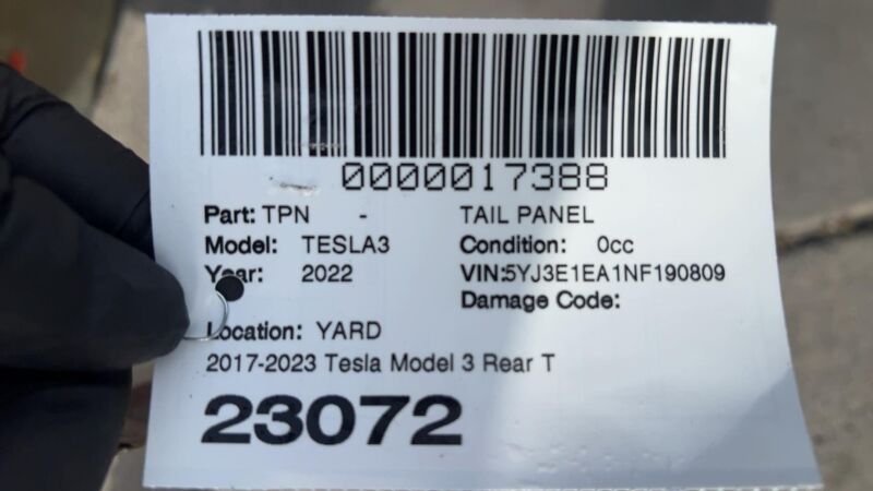 ⭕ 2017-2023 Tesla Model 3 M3 Rear Tail Panel Bucket Structural Assembly
