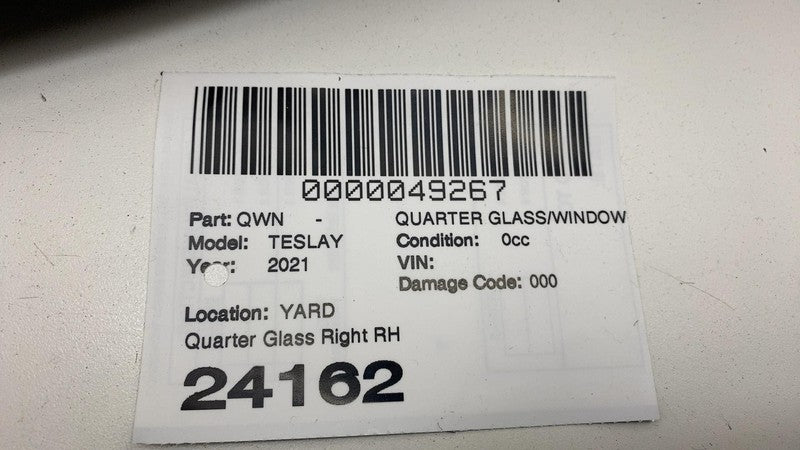 1495745-00 2020-2024 Tesla Model Y MY Rear Passenger Side Quarter QTR Window Glass Right RH