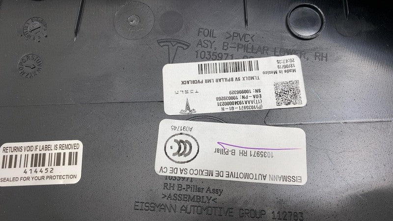 1035971-01-H ⭕16-20 Model X Passenger Side B-Pillar Lower Trim w/ Air Duct Right 1035971-01-H
